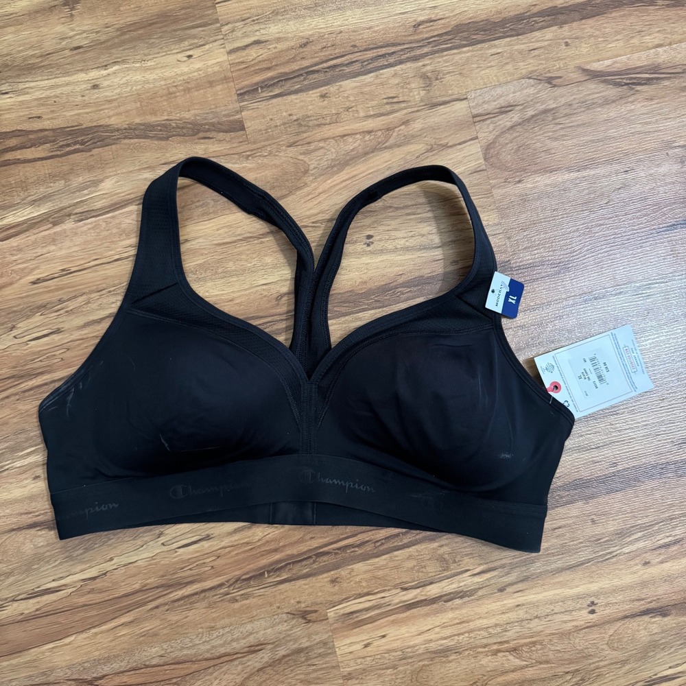 Champion The Curvy Sports Bra Black Moderate Support Racerback B9373 XL New